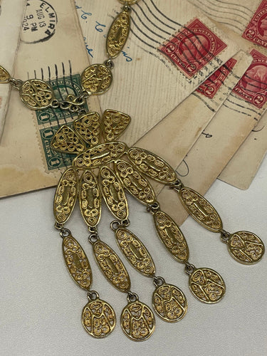 Gold tone Tassel Necklace Bloomers and Frocks